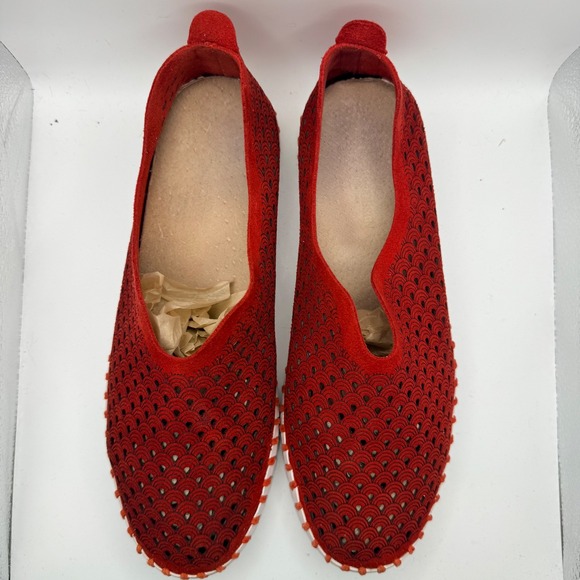 Ilse Jacobsen Tulip 139 Red Laser Cut Slip On Sneakers Womens Size 38 Minimalis - Picture 2 of 7